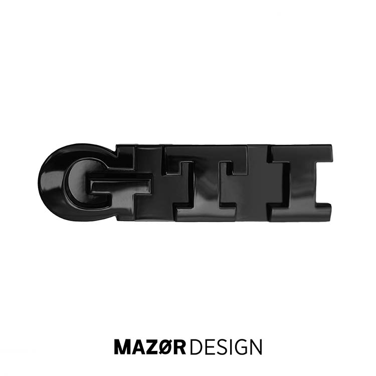 VW Polo 4 5 + Golf 5 6 - GTI Emblem Vorne Schwarz Glanz