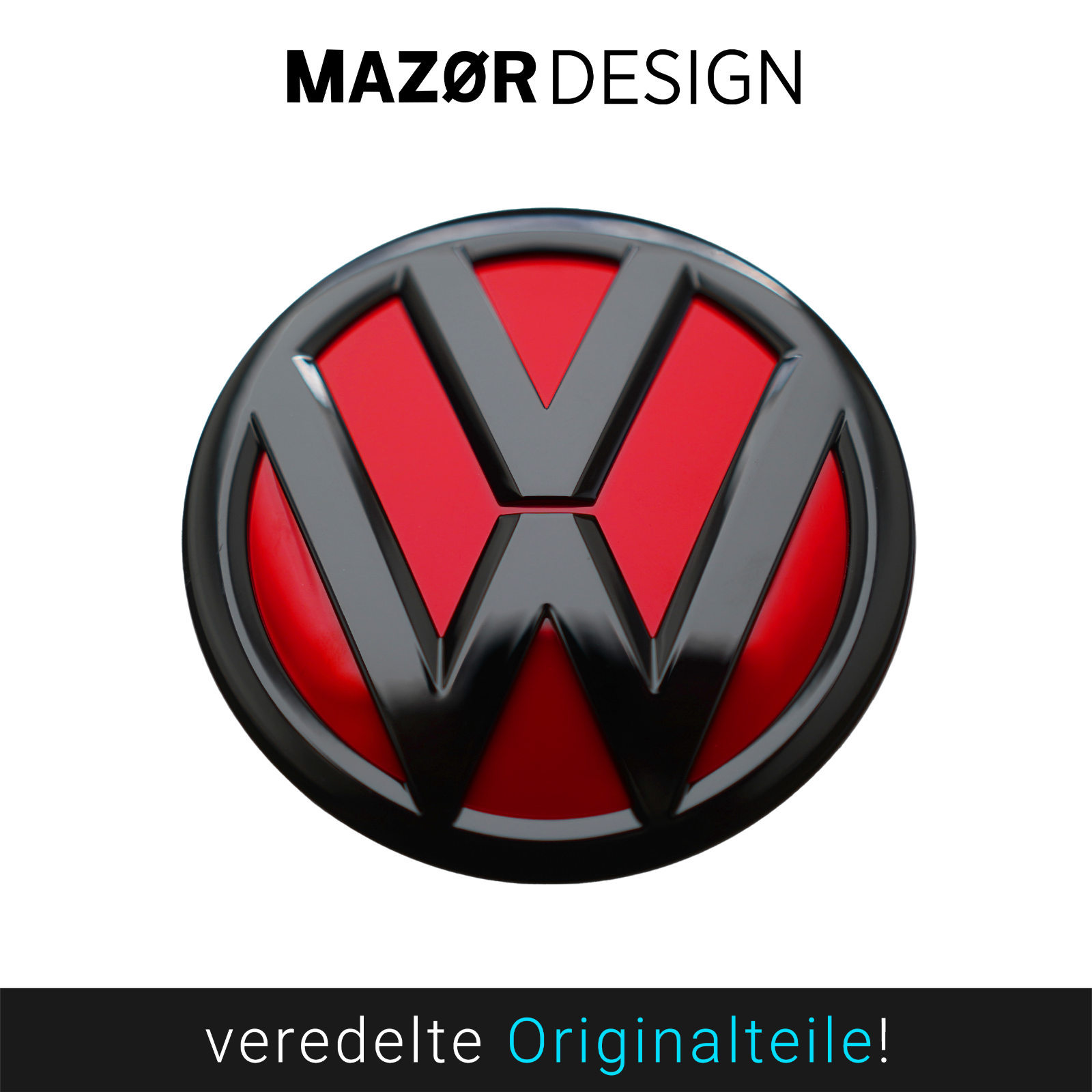 VW Golf 7 - Emblem Hinten Schwarz Glanz Tornadorot (LY3D)