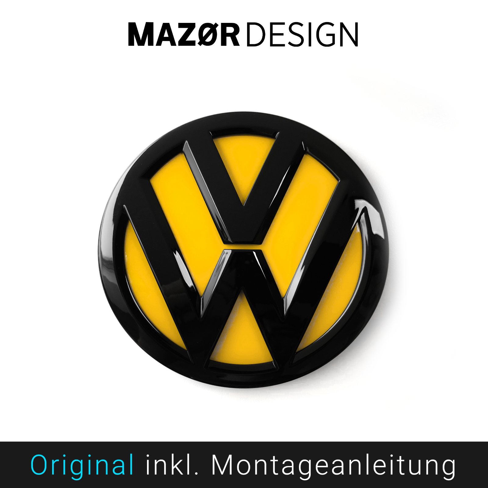 VW Golf 7 - Emblem Hinten Schwarz Glanz Ginstergelb
