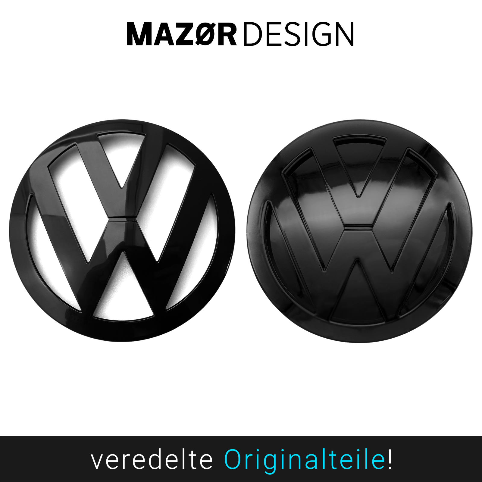 VW T5 Vor-Facelift - Emblem Vorne & Hinten Schwarz Glanz