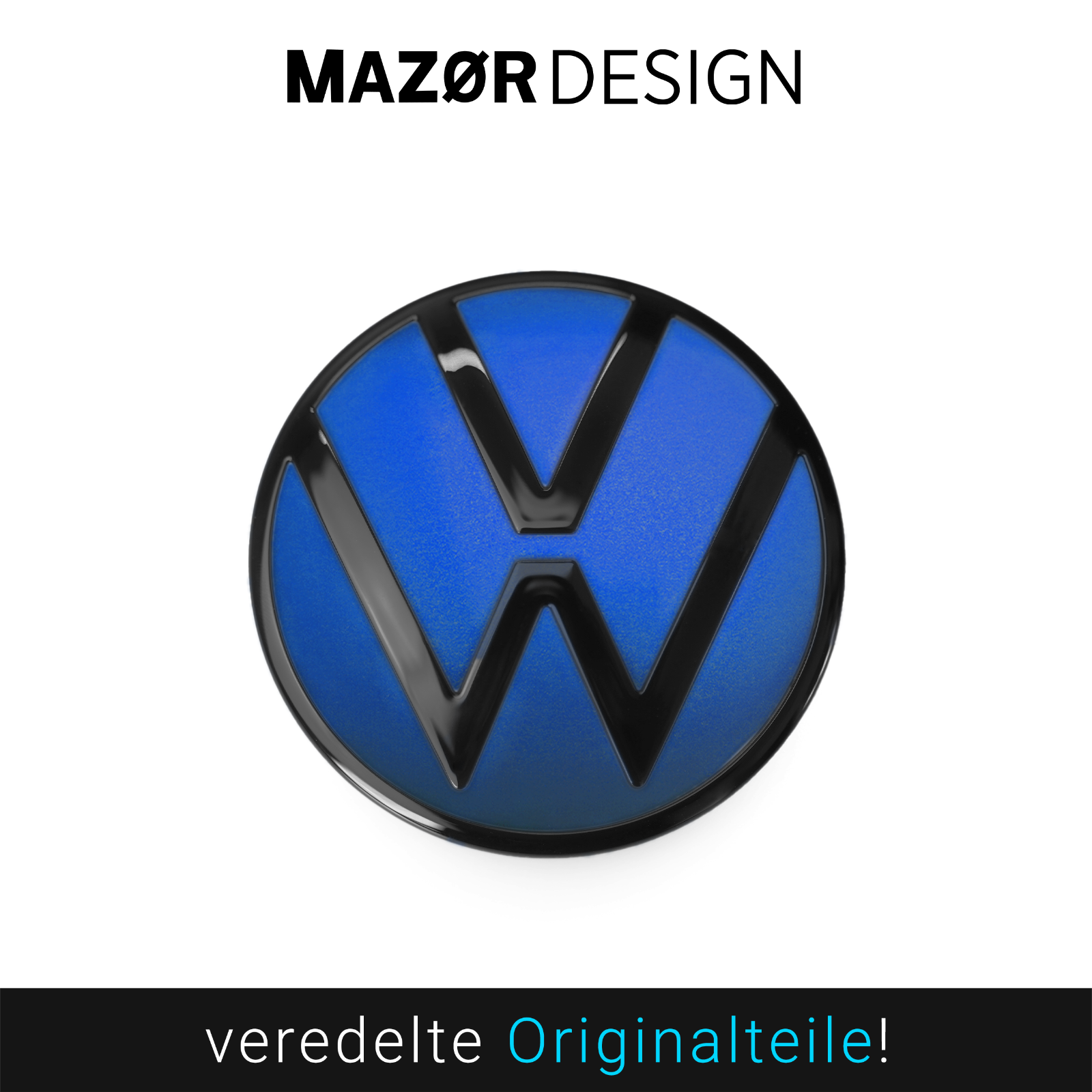 VW Golf 8 - Heck Emblem Hinten Schwarz Glänzend + Lapiz Blue Metallic LD5K