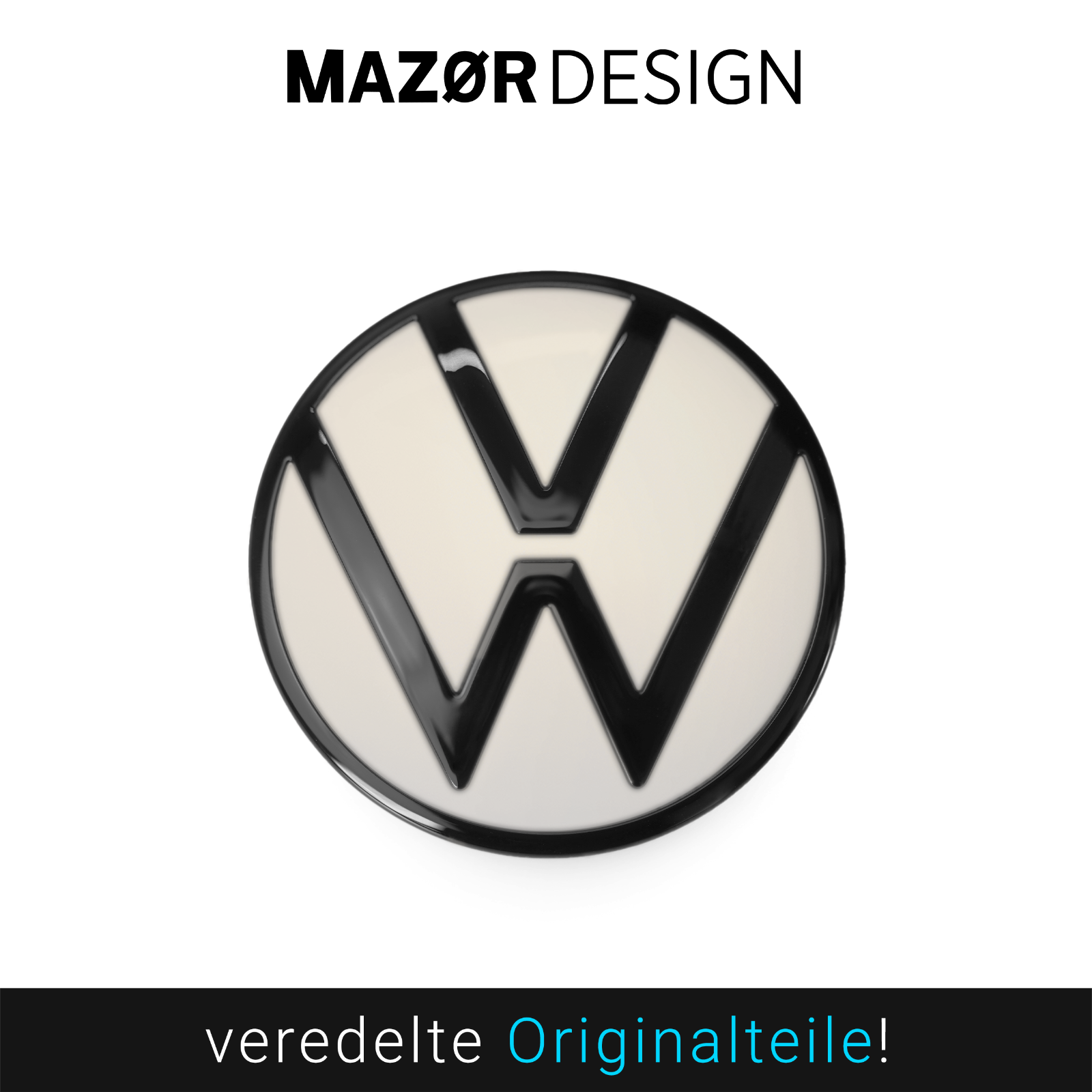 VW Golf 8 - Heck Emblem Hinten Schwarz Glänzend + Ivory Silver Metallic LD7L