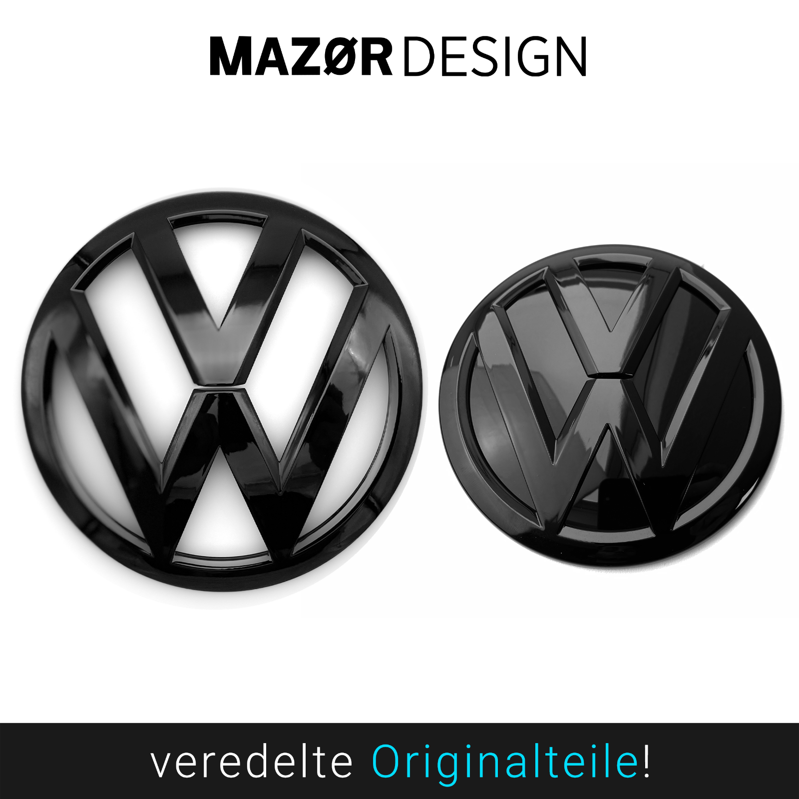 VW T6 T6.1 Front & Heck Emblem Vorne Hinten Schwarz Glänzend