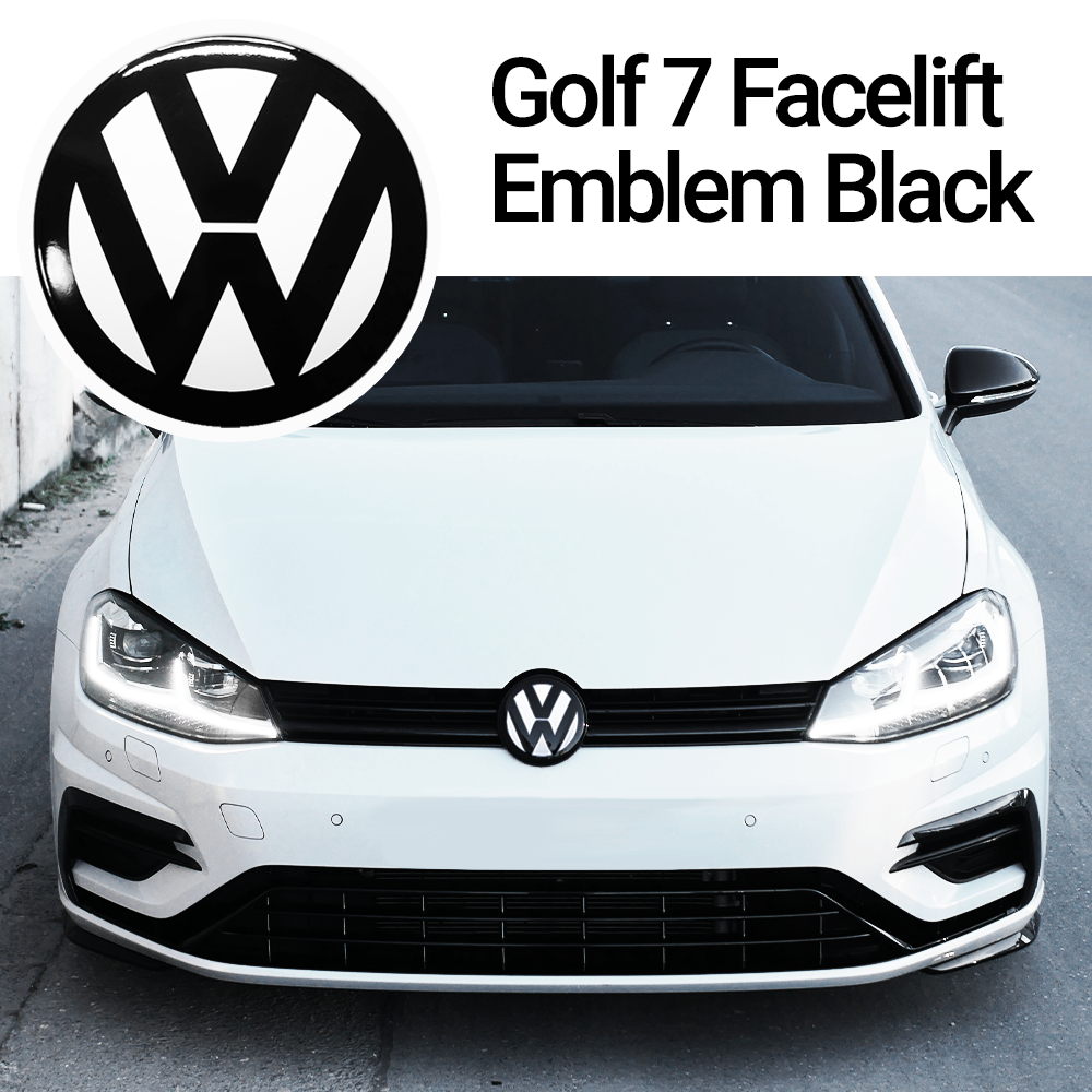 VW Golf 7 Facelift - Front Emblem Vorne Schwarz Glänzend + Weiß