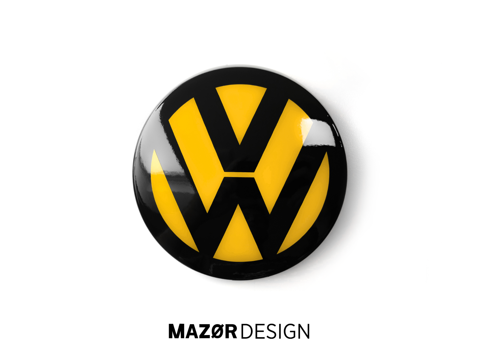 VW Golf 7 Facelift  - Front & Heck Emblem Vorne Hinten Schwarz Glänzend + Ginstergelb