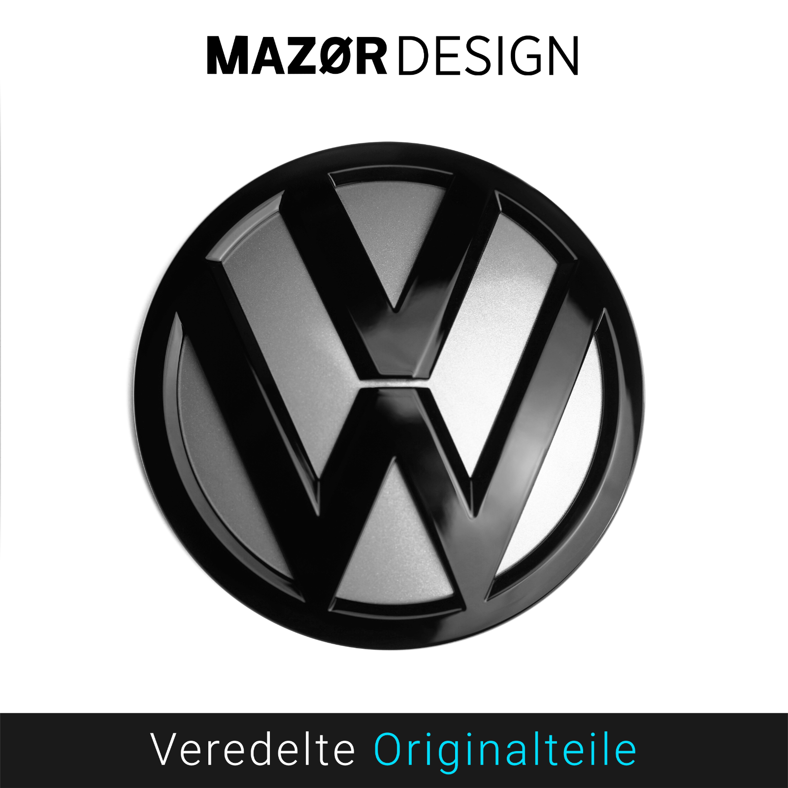 VW T5 T6 T6.1 - Emblem Hinten Schwarz Glanz Reflexsilber LA7W