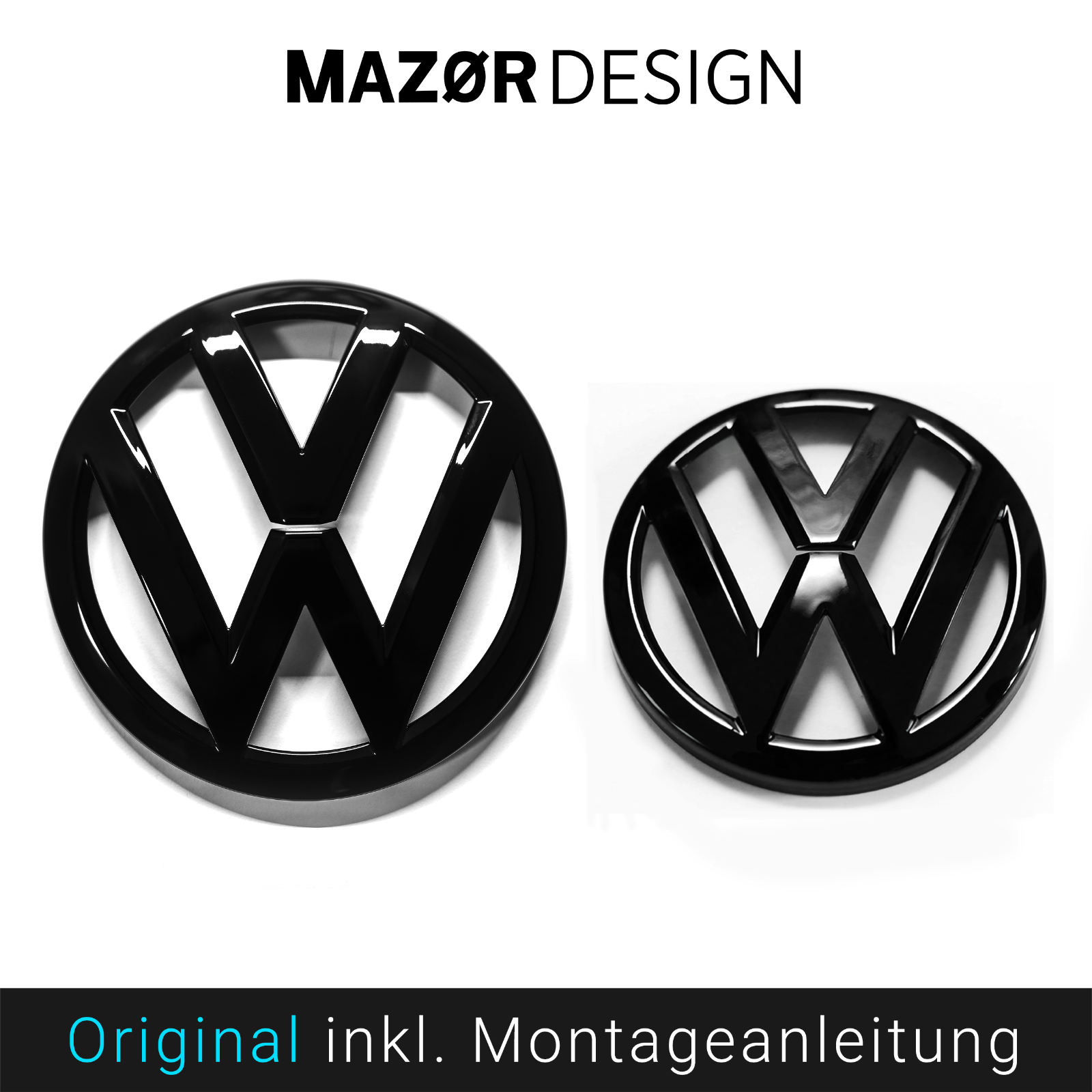 VW Golf 7 Vor-Facelift - Emblem Vorne & Hinten Schwarz Glanz
