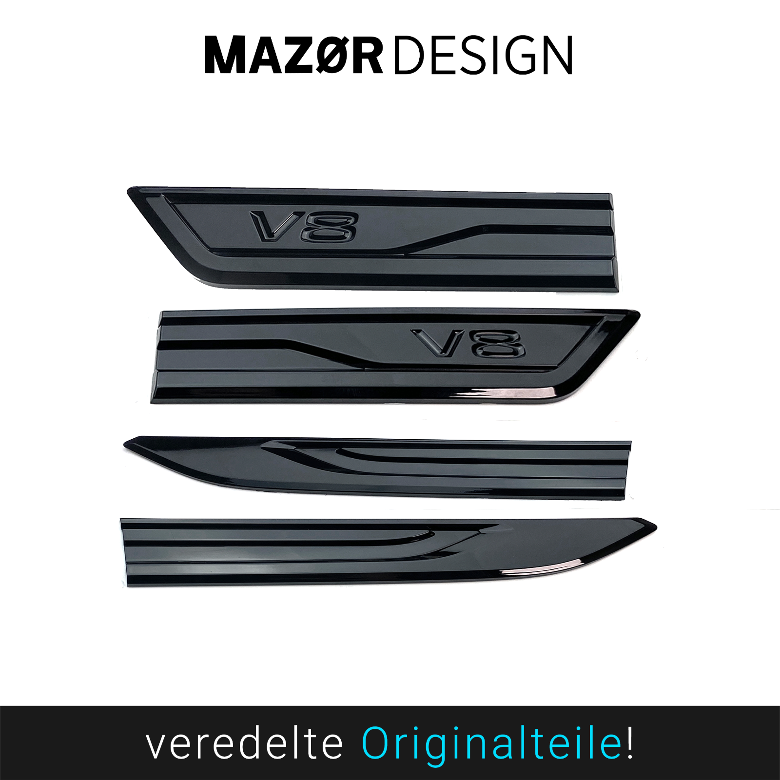 VW Touareg 3 - V8 Emblem Seite Schwarz Glanz
