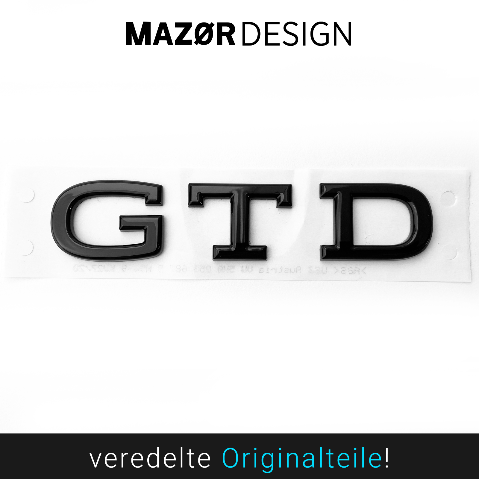 VW Golf 8 - GTD Emblem Hinten Schwarz Glanz