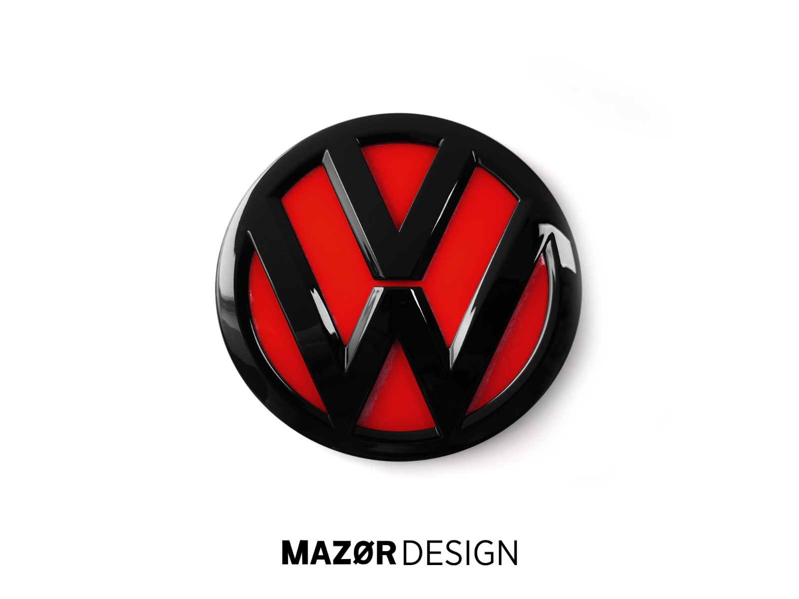 VW Golf 7 Facelift  - Front & Heck Emblem Vorne Hinten Schwarz Glänzend + Rot