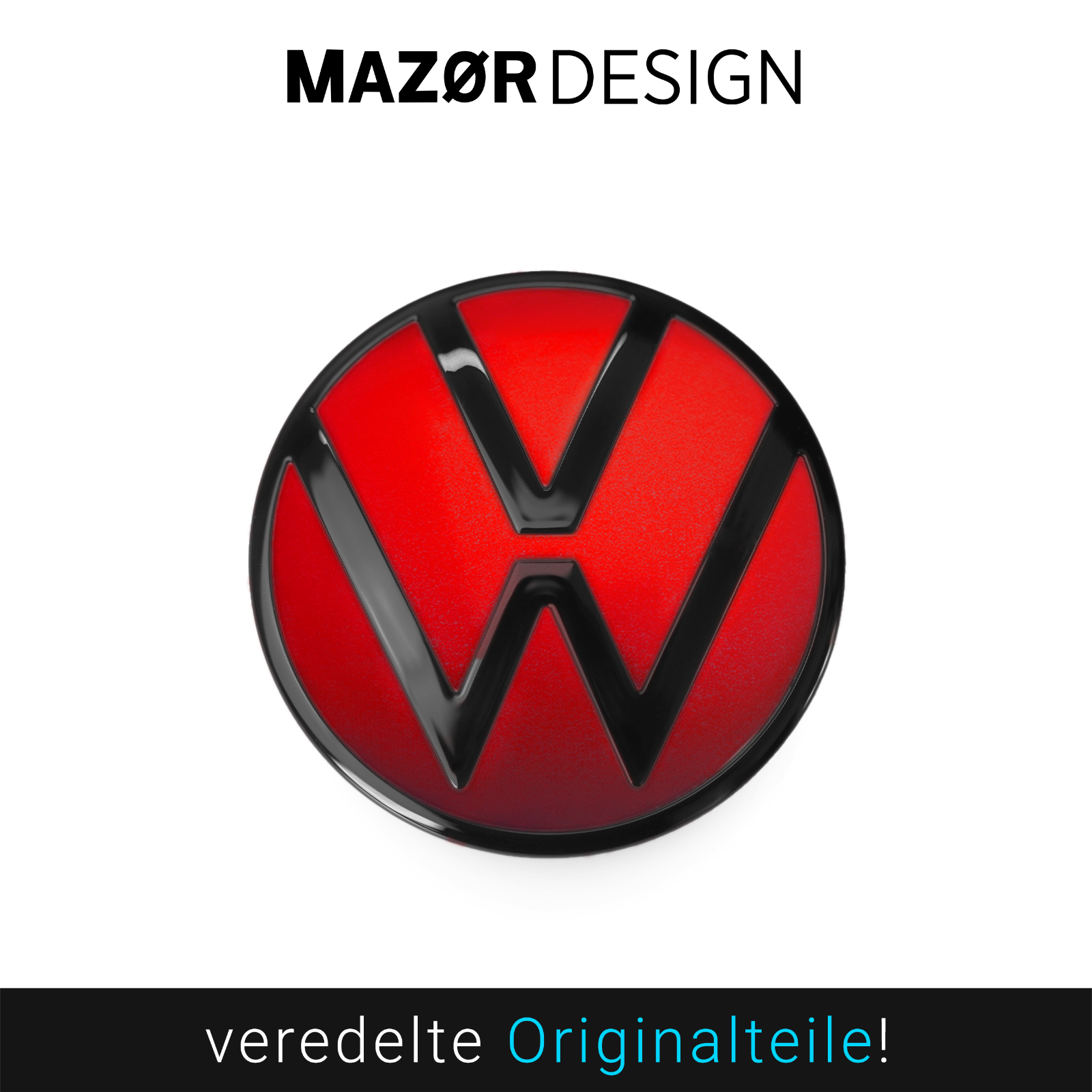VW Golf 8 - Heck Emblem Hinten Schwarz Glänzend + Kings Red Metallic LC3J