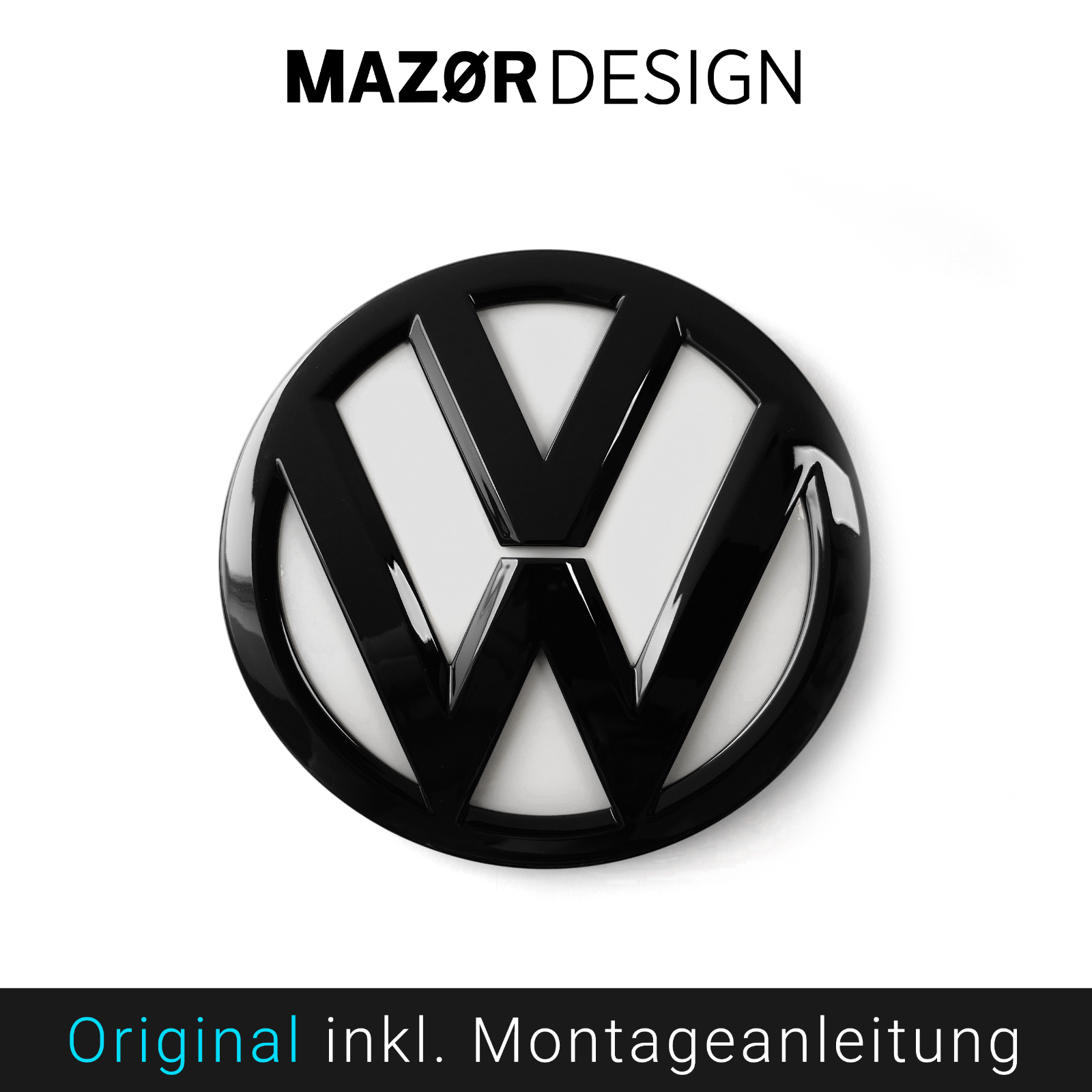 VW Golf 7  - Heck Emblem Hinten Schwarz Glänzend + Weiß Uni