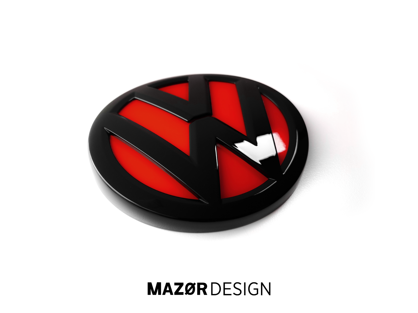 VW Golf 7  - Heck Emblem Hinten Schwarz Glänzend + Rot