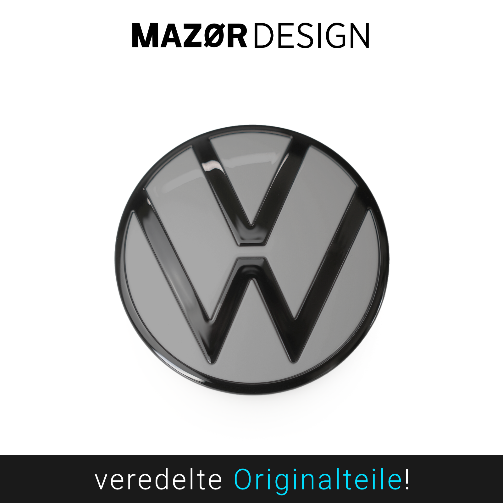 VW Golf 8 - Heck Emblem Hinten Schwarz Glänzend + Mondsteingrau Uni LA7C