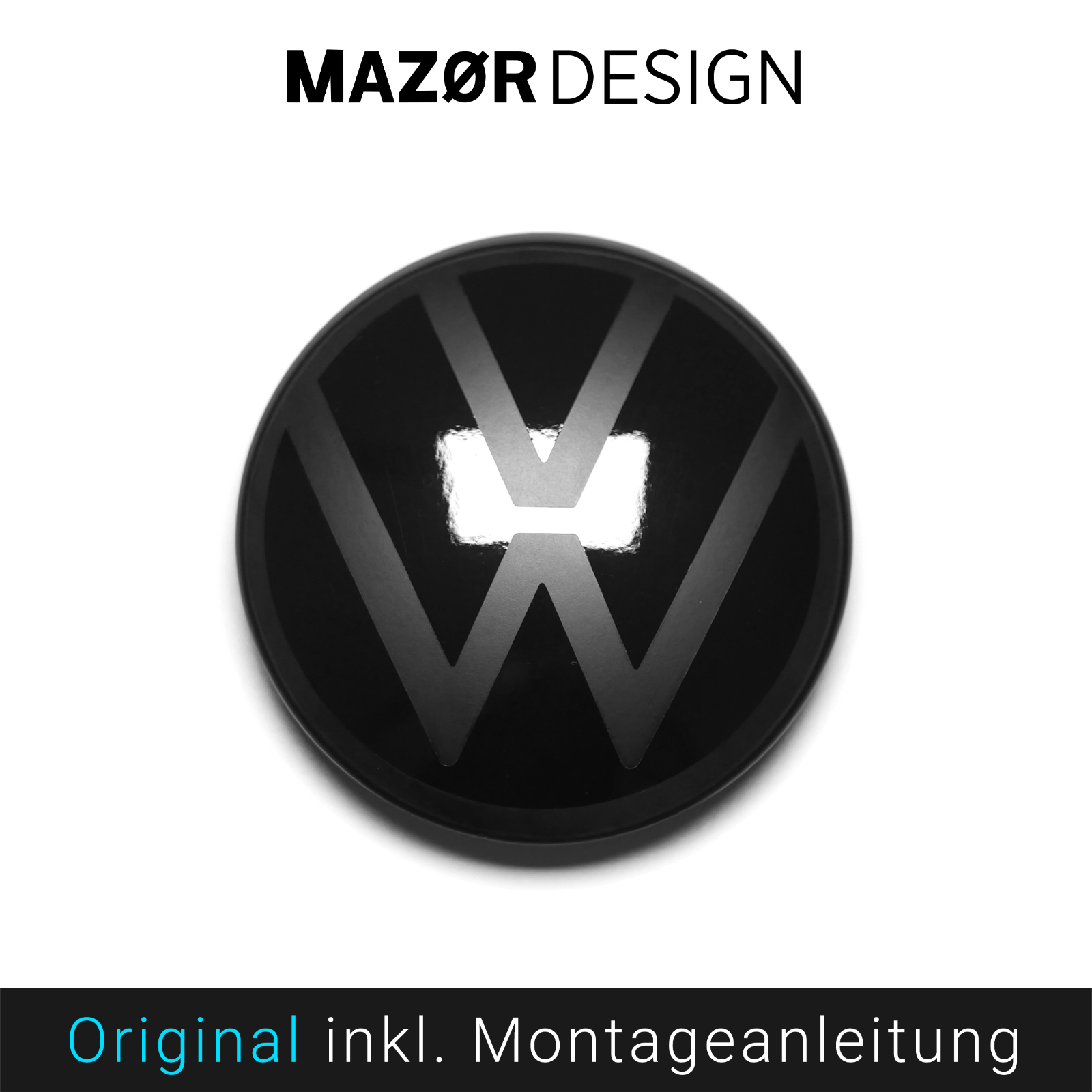 VW T-Roc / T-Cross Facelift Front Emblem Vorne Schwarz ab 2022