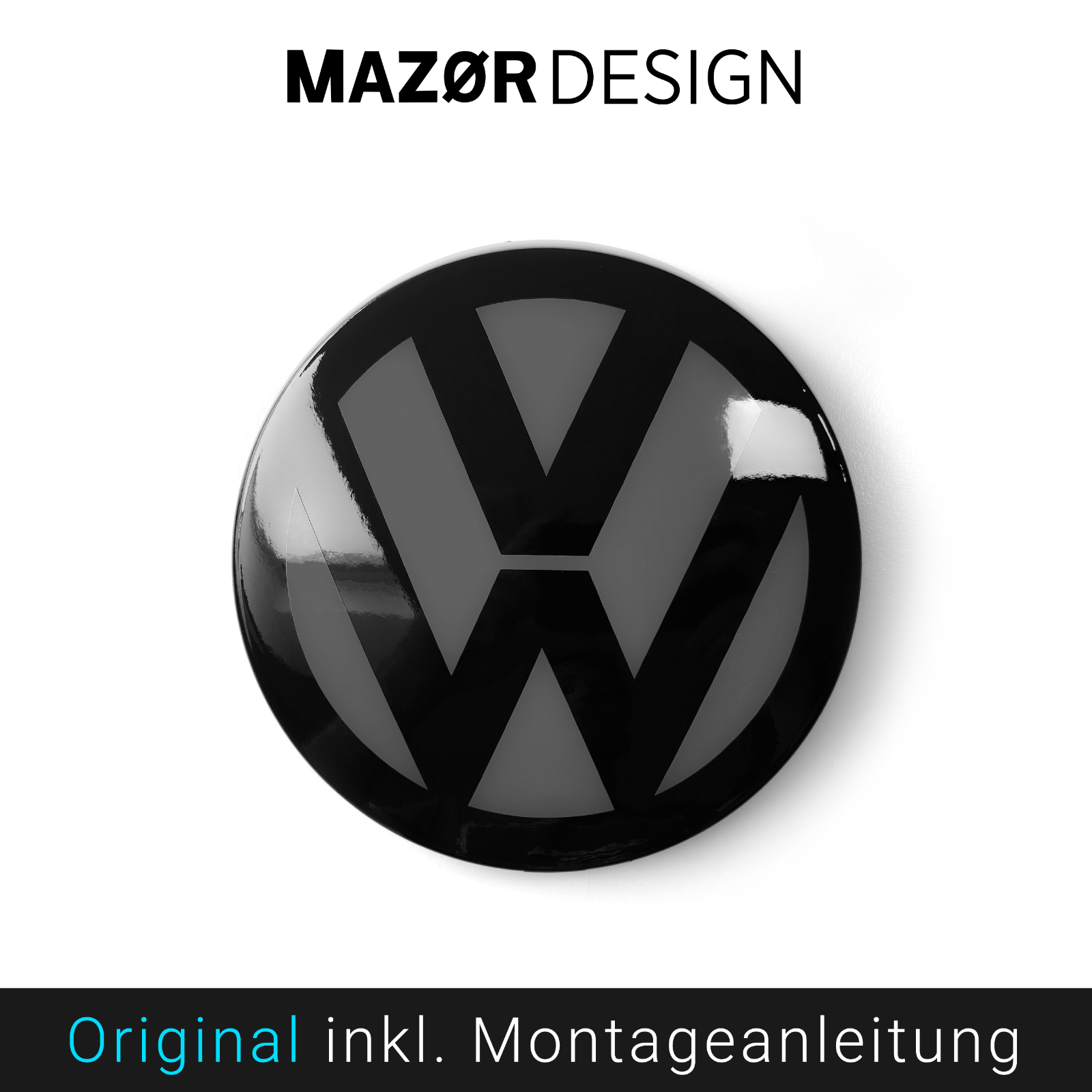 VW Golf 7 Facelift - Front Emblem Vorne Schwarz Glänzend + Pure Grey