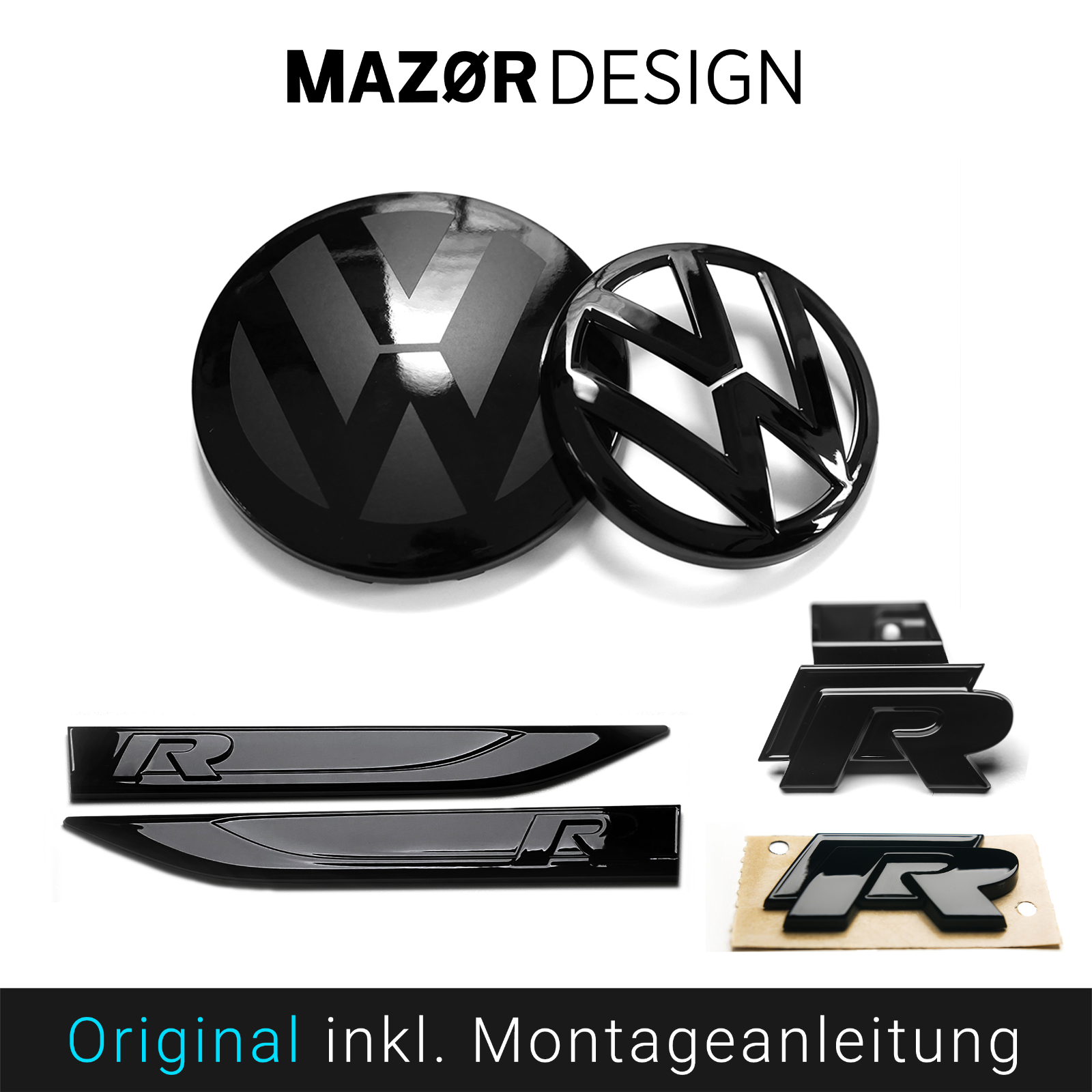 VW Golf 7 Facelift - R Komplettset Vorne Seite Hinten Schwarz