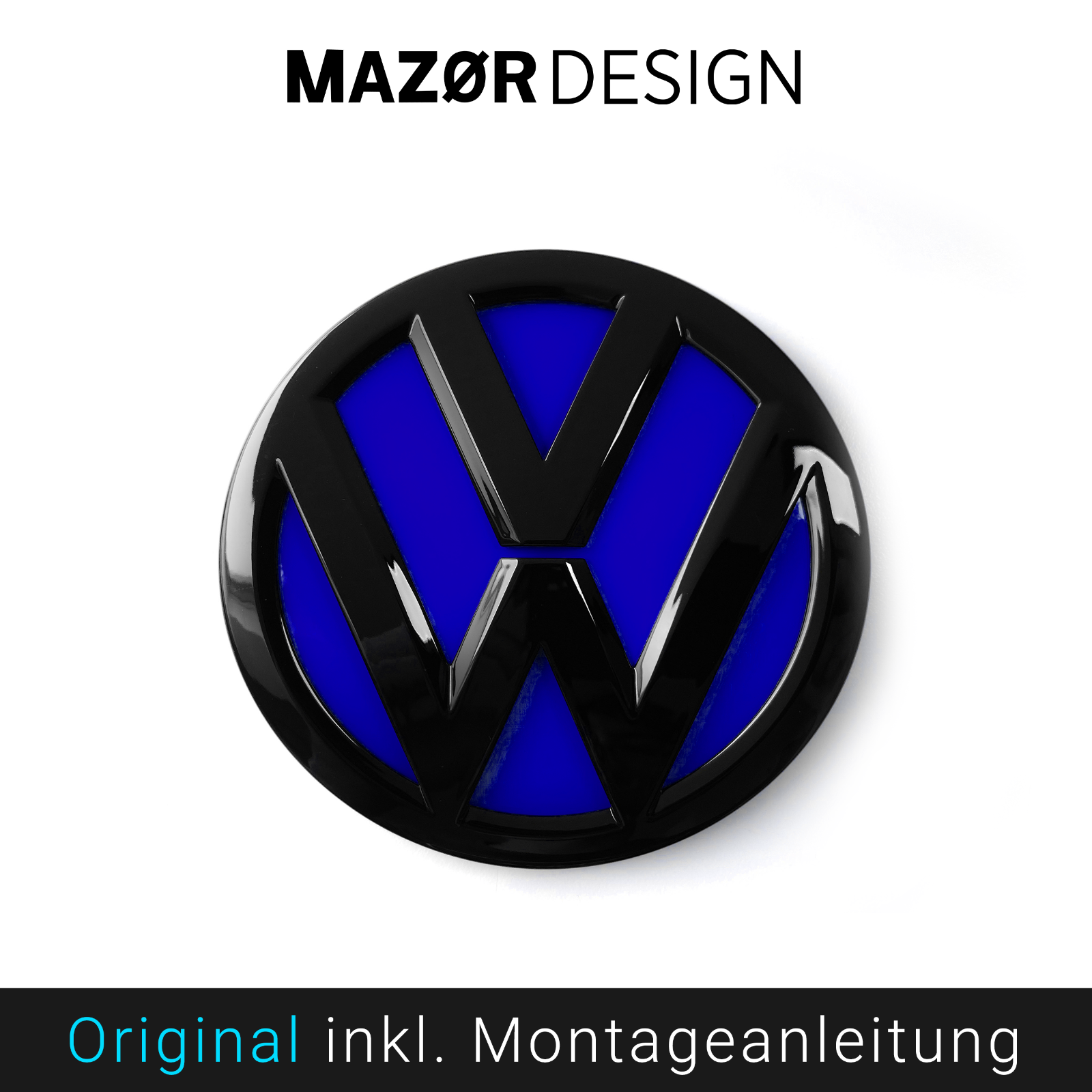 VW Golf 7  - Heck Emblem Hinten Schwarz Glänzend + Lapiz Blue (LD5K)