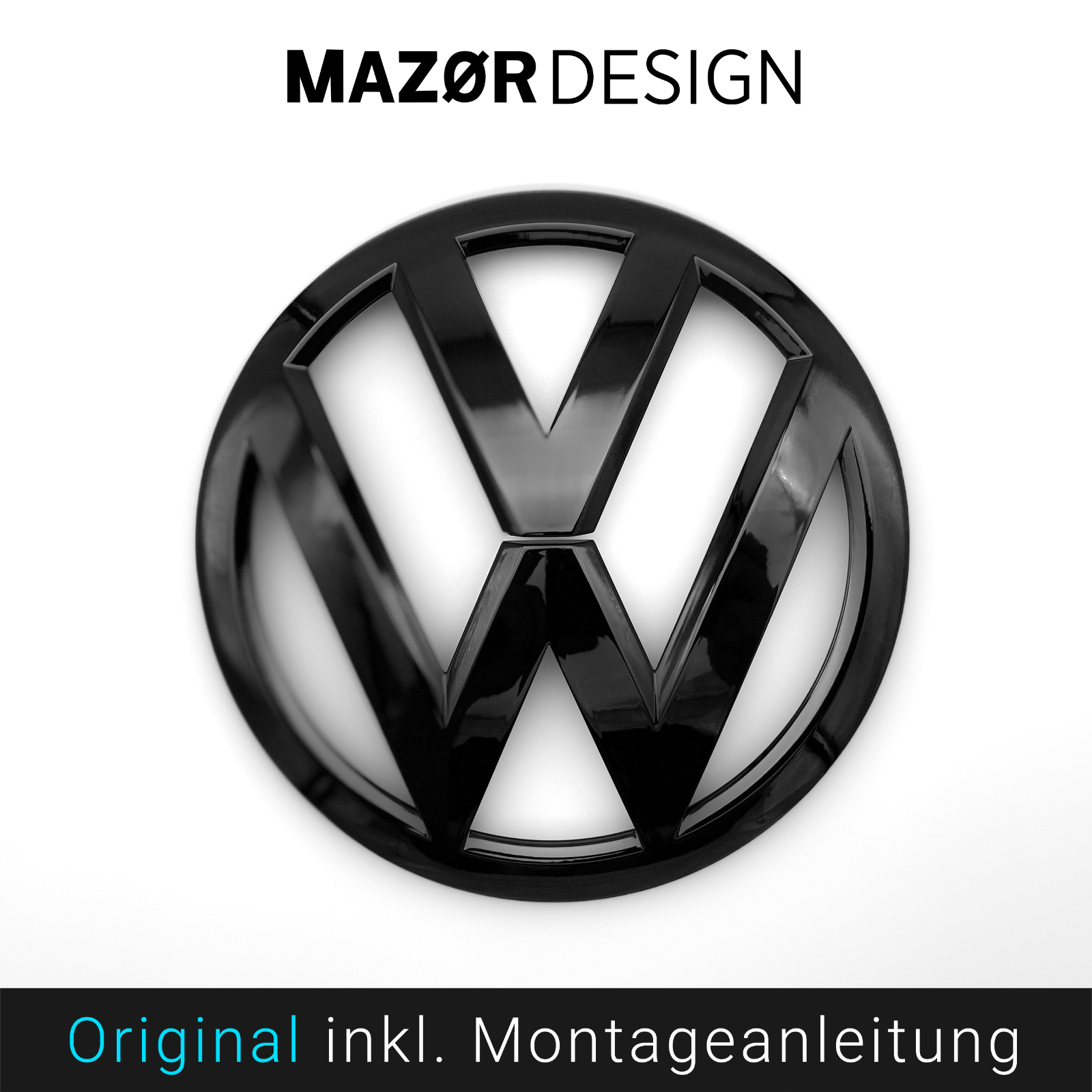 VW T6 T6.1 Front Emblem Vorne Schwarz Glänzend
