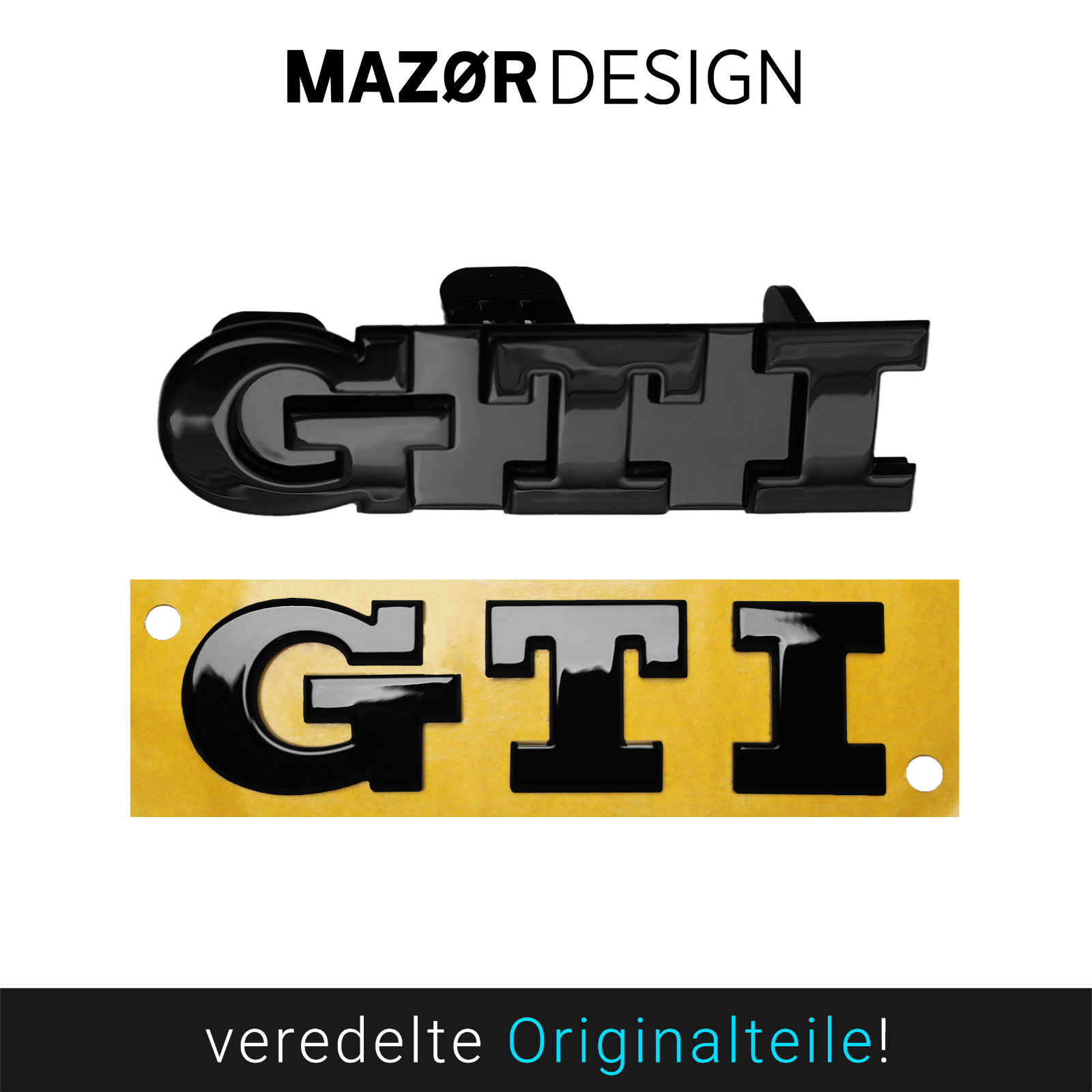 VW Polo 5 (6C) - GTI Emblem Vorne & Hinten Schwarz Glanz