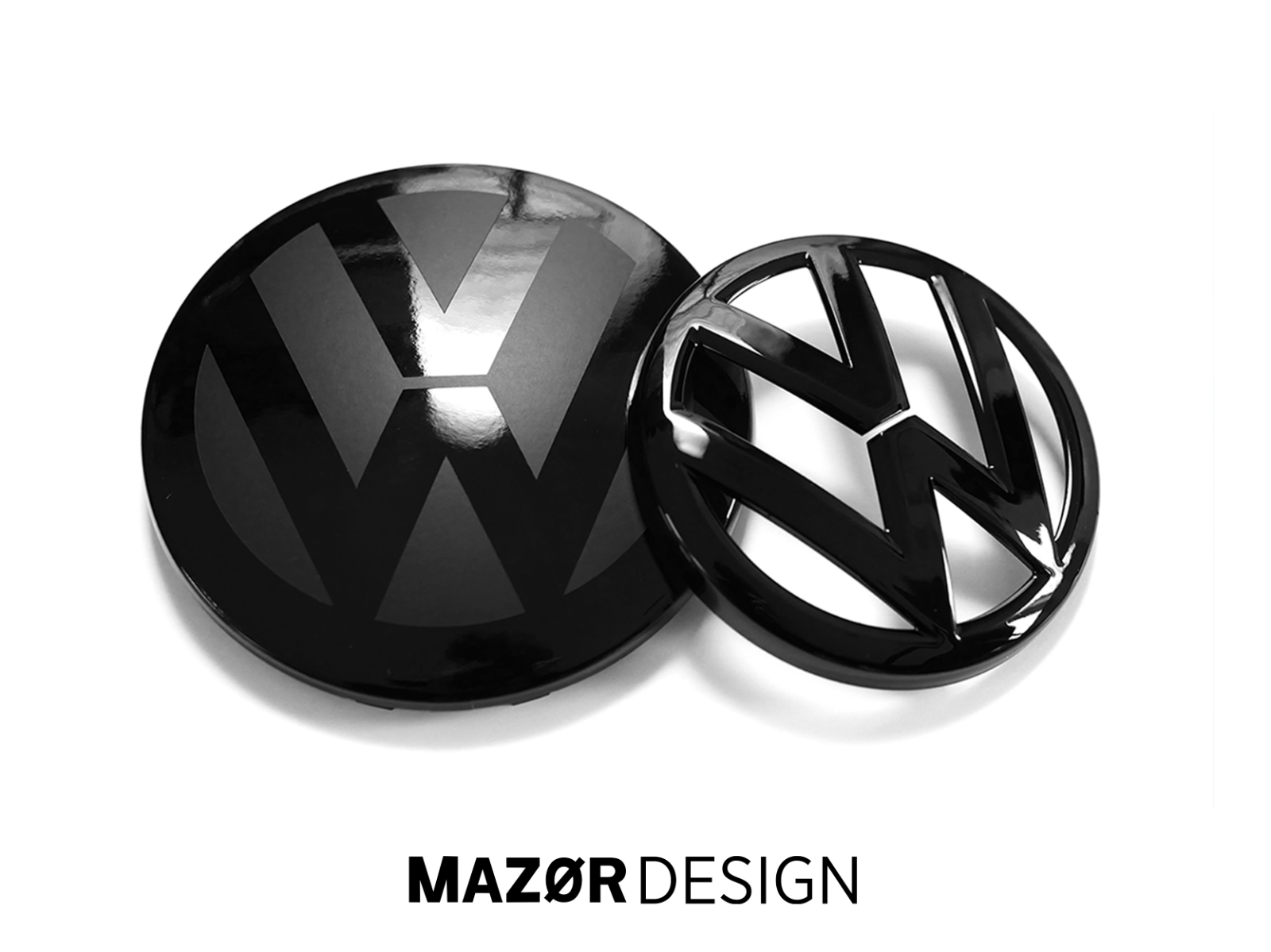 VW Golf 7 Facelift - R Komplettset Emblem Schriftzug Vorne Kotflügel Hinten Schwarz Glänzend
