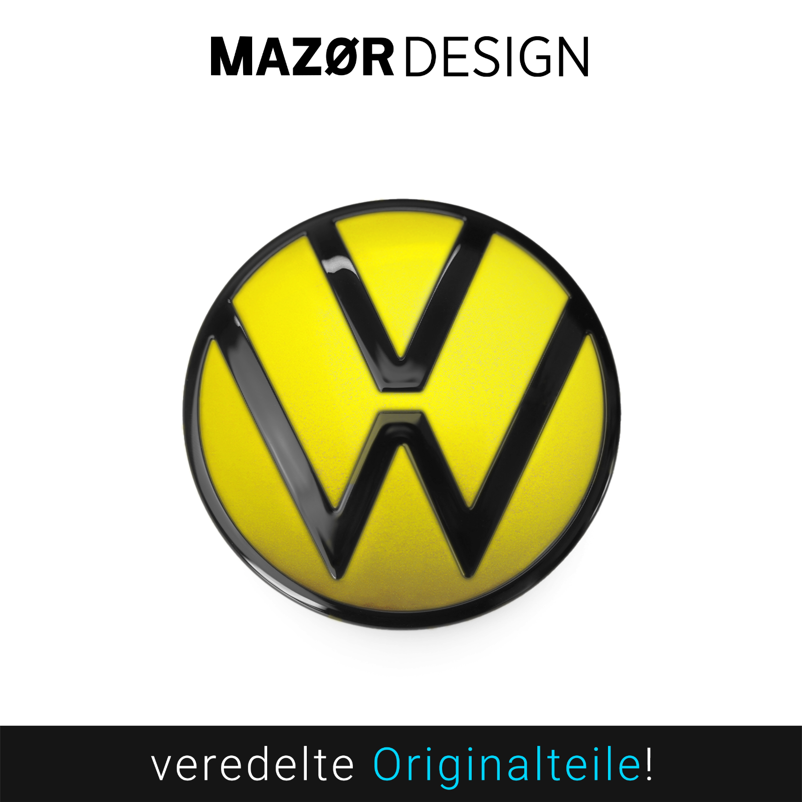 VW Golf 8 - Heck Emblem Hinten Schwarz Glänzend + Limonengelb Metallic LL1W