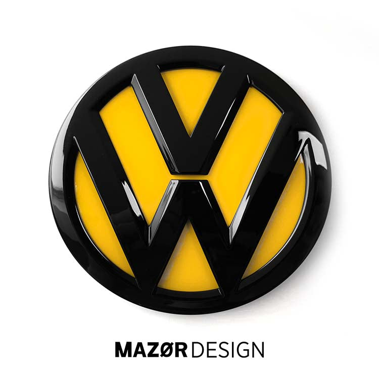 VW Golf 7 Facelift - Emblem Vorne & Hinten Schwarz Glanz Ginstergelb
