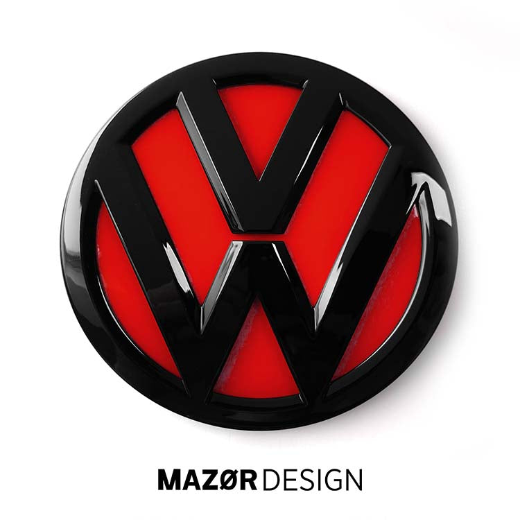 VW Golf 7 Facelift - Emblem Vorne & Hinten Schwarz Rot