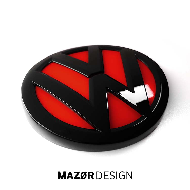 VW Golf 7 Facelift - Emblem Vorne & Hinten Schwarz Rot