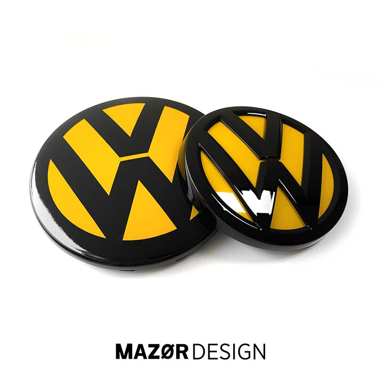 VW Golf 7 Facelift - Emblem Vorne & Hinten Schwarz Glanz Ginstergelb
