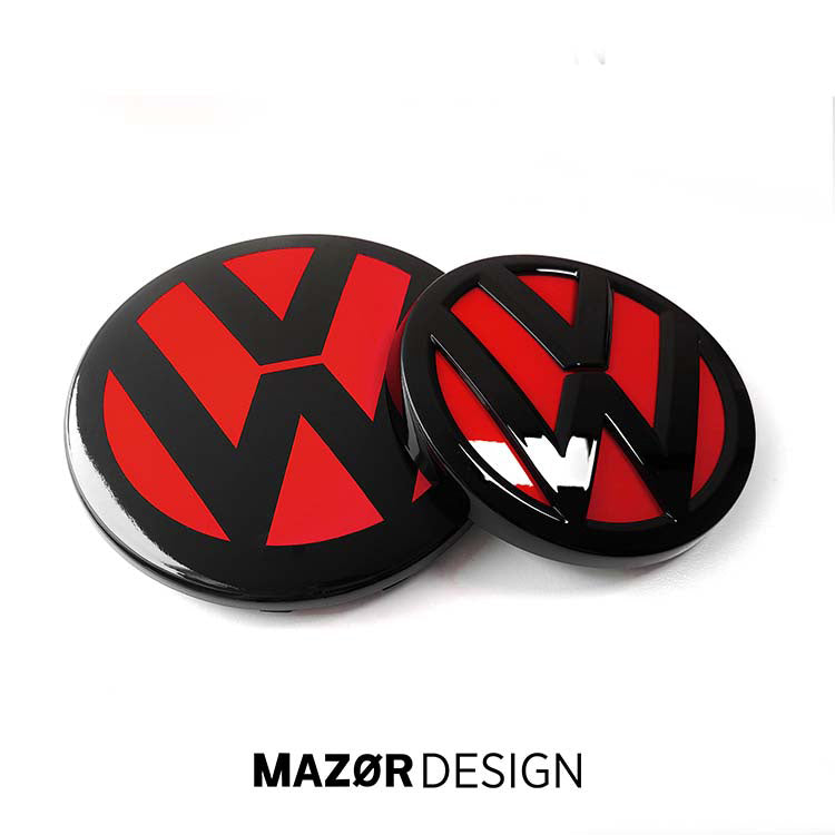 VW Golf 7 Facelift - Emblem Vorne & Hinten Schwarz Rot