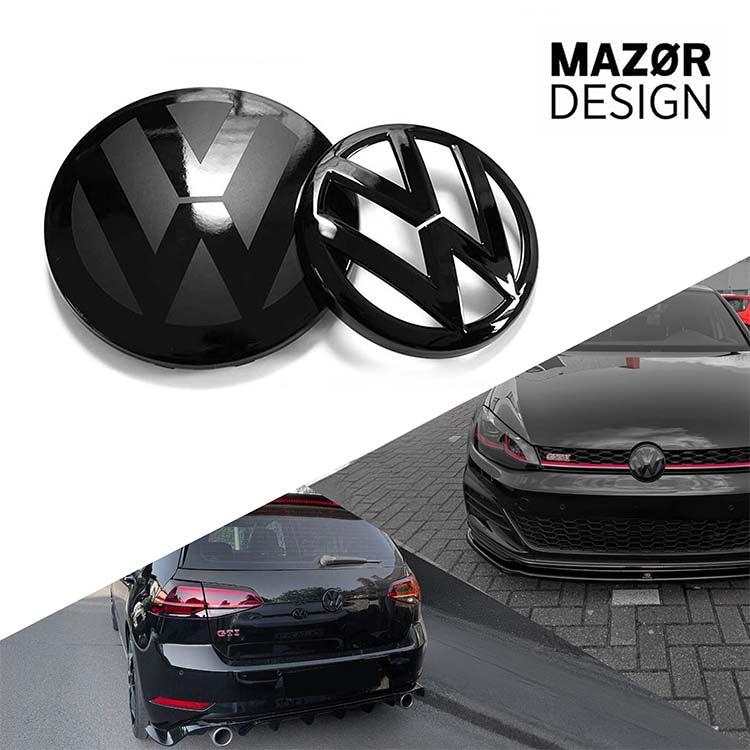 VW Golf 7 Facelift - Emblem Vorne & Hinten Schwarz Glanz