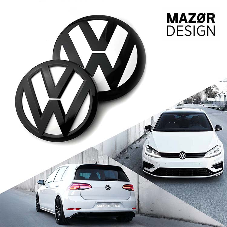 VW Golf 7 Facelift - Emblem Vorne & Hinten Schwarz Glanz Weiß