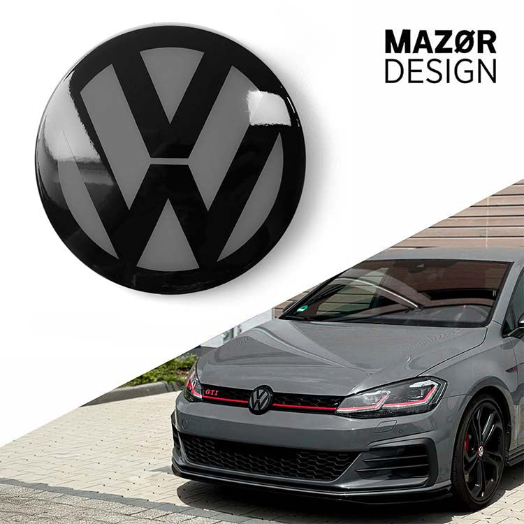 VW Golf 7 Facelift - Emblem Vorne Schwarz Glanz Pure Grey