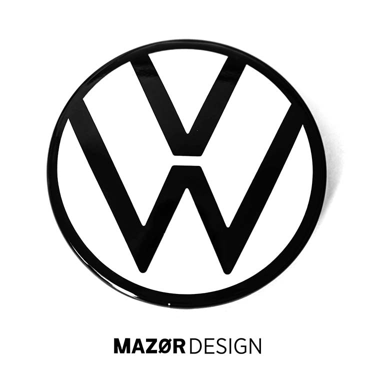 VW Golf 7 Facelift - Golf 8 Look Emblem Vorne Schwarz Glanz Weiß