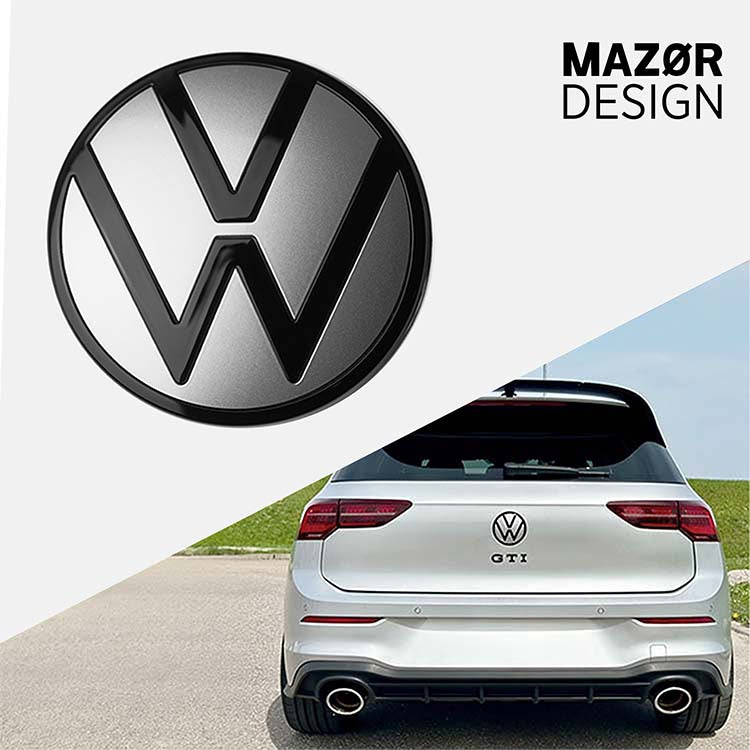 VW Golf 8 - Emblem Hinten Schwarz Glanz Reflexsilber Metallic LA7W