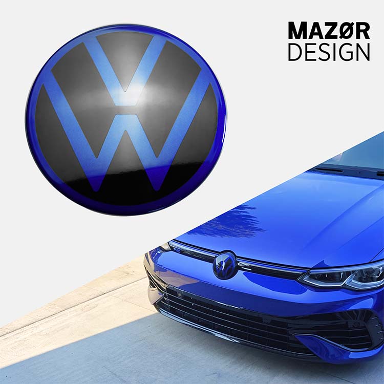 VW Golf 8 - Emblem Vorne Schwarz Glanz & Lapiz Blue LD5K