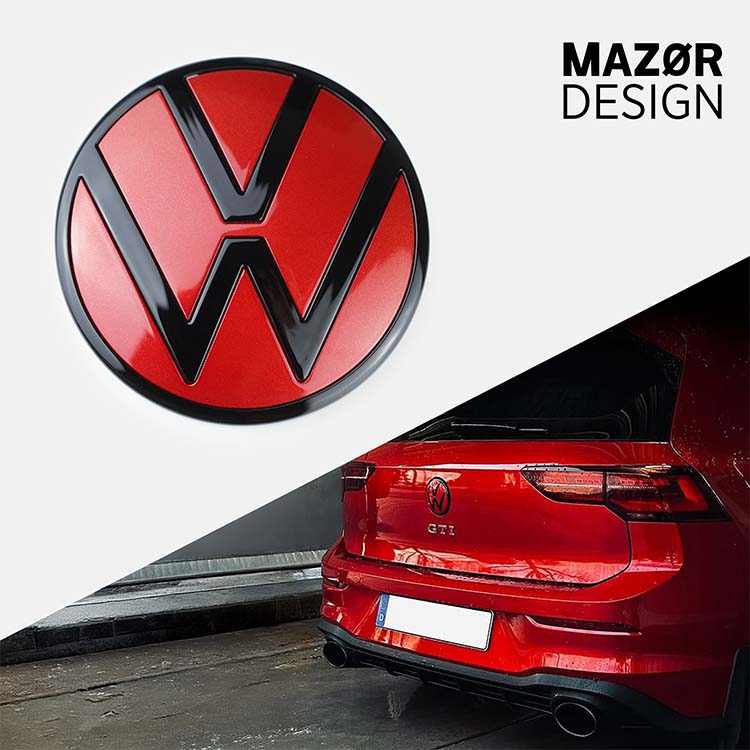 VW Golf 8 - Emblem Hinten Schwarz Kings Red Metallic LC3J