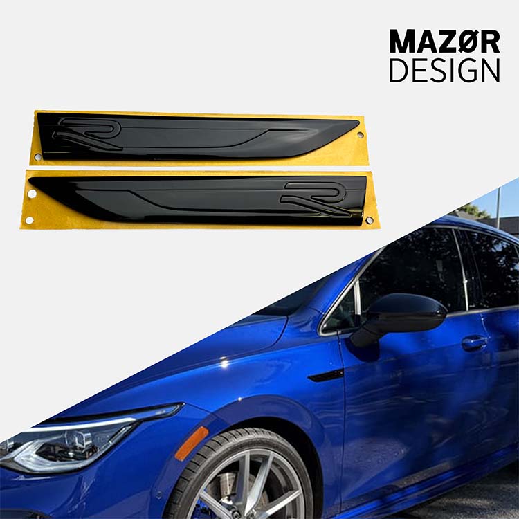 VW Golf 8 - R Emblem Seite Kotflügel Plakette Schwarz Glanz