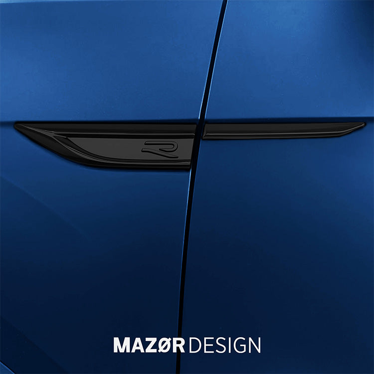 VW T-Roc - R Emblem Seite Kotflügel Plaketten Schwarz Glanz