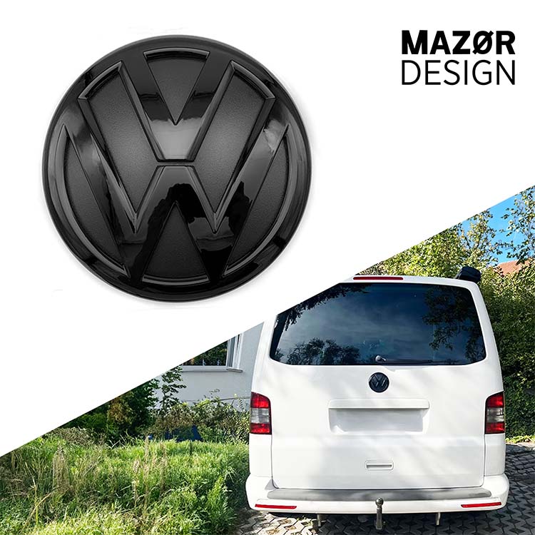 VW T5 Facelift - Emblem Hinten Schwarz Glanz