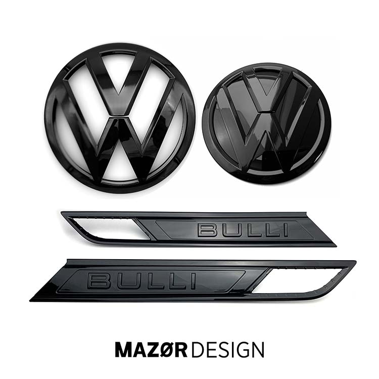 VW T6 T6.1 - Bulli Emblem Set Vorne & Hinten Schwarz Glanz