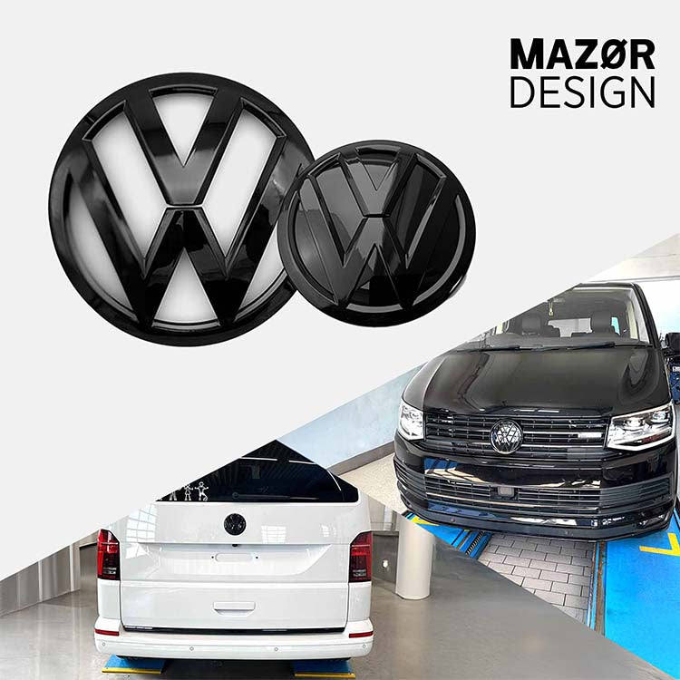 VW T6 T6.1 - Emblem Vorne & Hinten Schwarz Schwarz Glanz