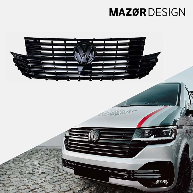 VW T6.1 - Kühlergrill inkl. VW Emblem Vorne Schwarz Glanz