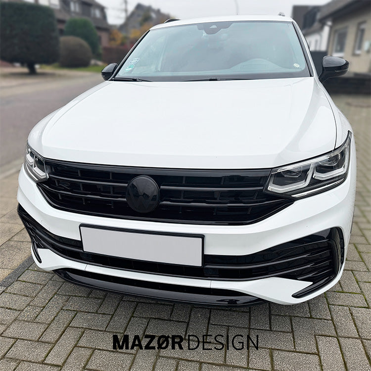 VW Tiguan 2 Facelift - R Emblem Vorne Kühlergrill Schwarz Glanz