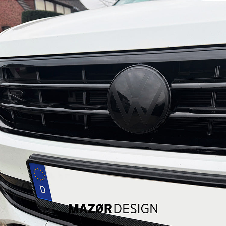 VW Tiguan 2 Facelift - R Emblem Vorne Kühlergrill Schwarz Glanz