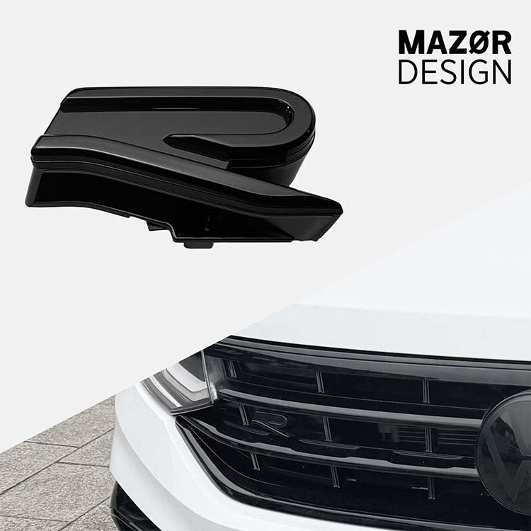 VW Tiguan 2 Facelift - R Emblem Vorne Kühlergrill Schwarz Glanz