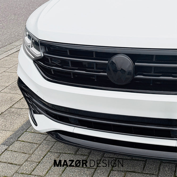 VW Tiguan 2 Facelift - R Emblem Vorne Kühlergrill Schwarz Glanz