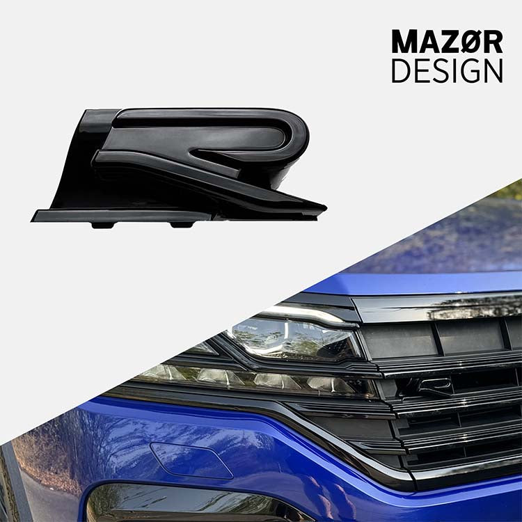 VW Touareg 3 Facelift - R Emblem Vorne Schwarz Glanz