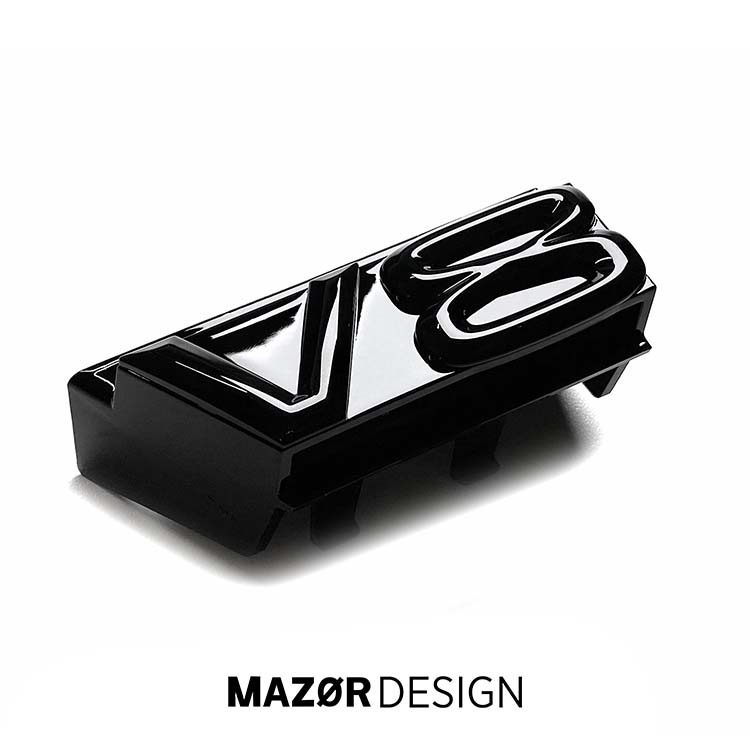 VW Touareg 3 - V8 Emblem Vorne Schwarz Glanz